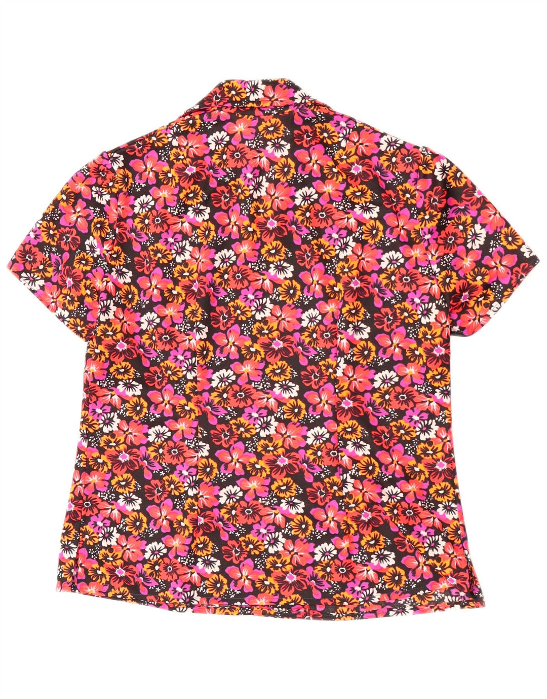Vintage Damen Bluse Top UK 14 Großes rotes Blumenmuster