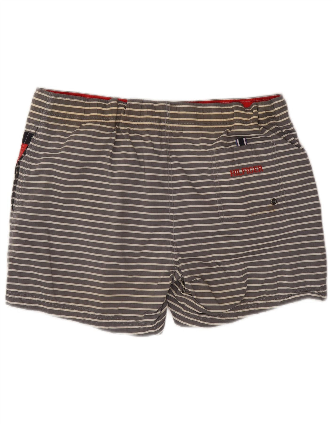 Tommy Hilfiger Herren-Badeshorts, groß, grau gestreift, Baumwolle