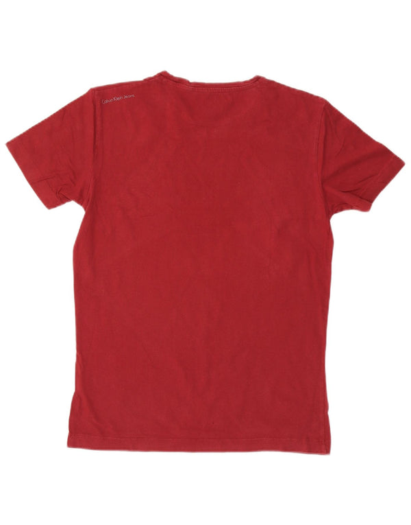 CALVIN KLEIN JEANS Herren Grafik T-Shirt Top Small Rot Baumwolle