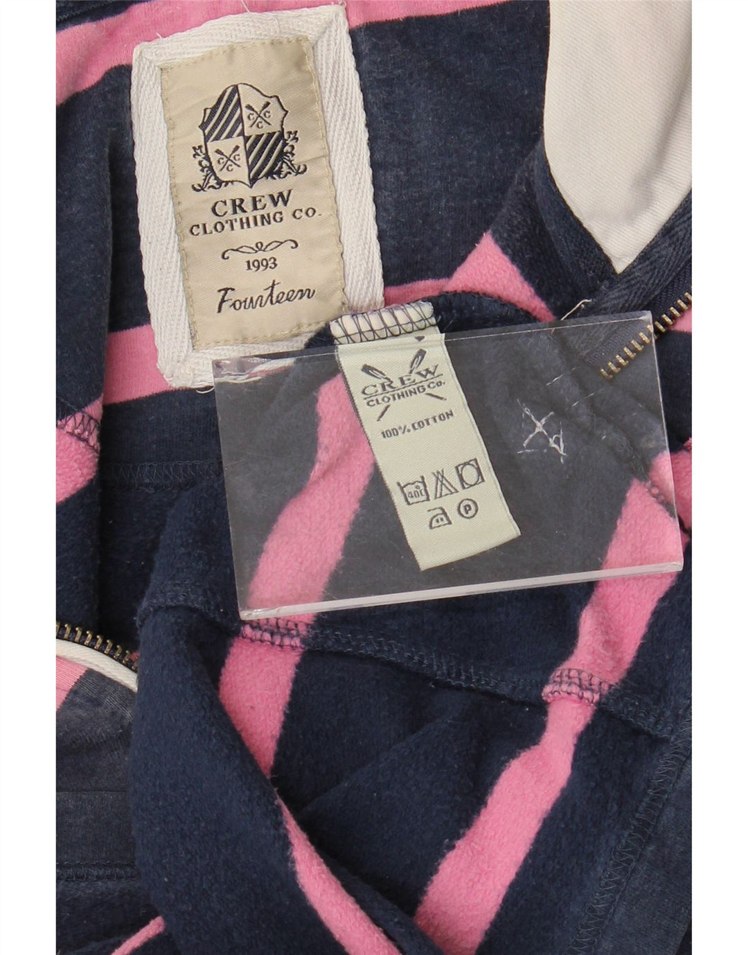 CREW CLOTHING Damen Sweatshirt Pullover UK 14 Large Marineblau gestreift