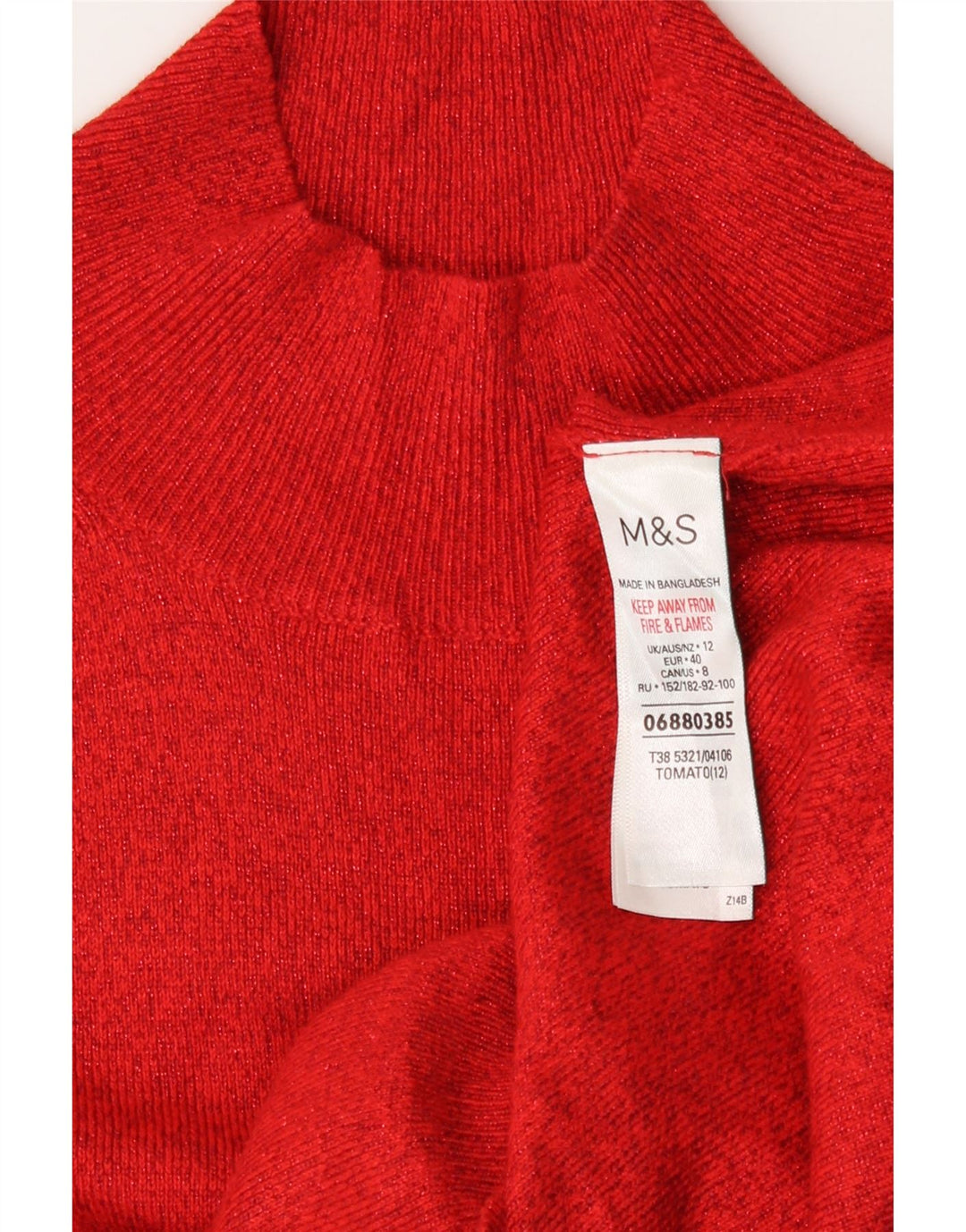Marks & Spencer Damen Rollkragenpullover Pullover UK 12 Mittelrote Viskose