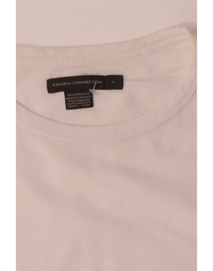 French Connection Herren-T-Shirt-Oberteil, groß, aus weißer Baumwolle