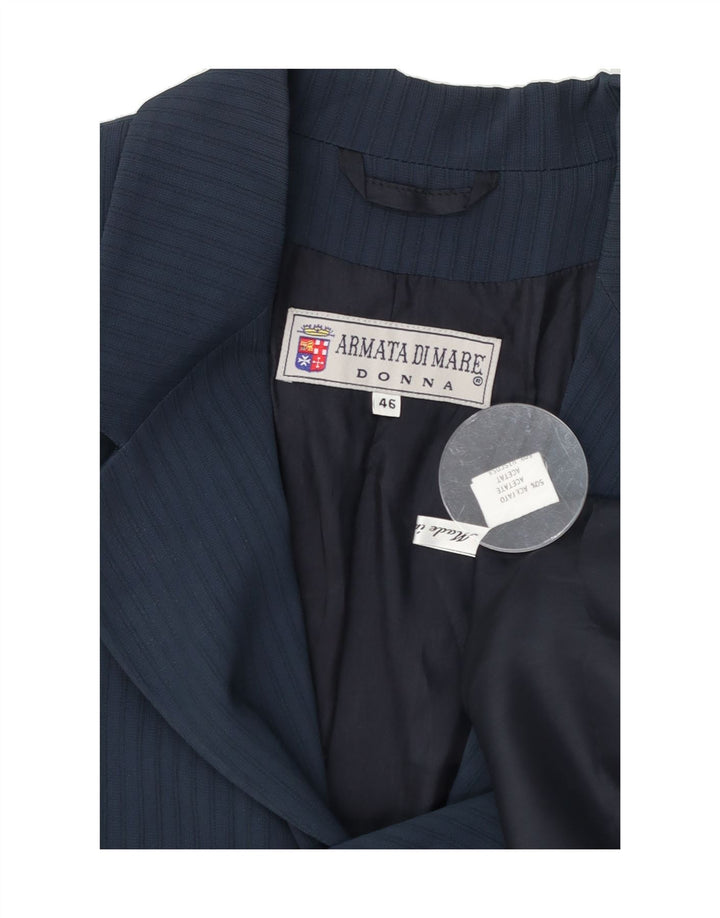 ARMATA DI MARE Womens Blazer Jacket IT 46 Large Navy Blue Pinstripe Vintage Armata Di Mare and Second-Hand Armata Di Mare from Messina Hembry 
