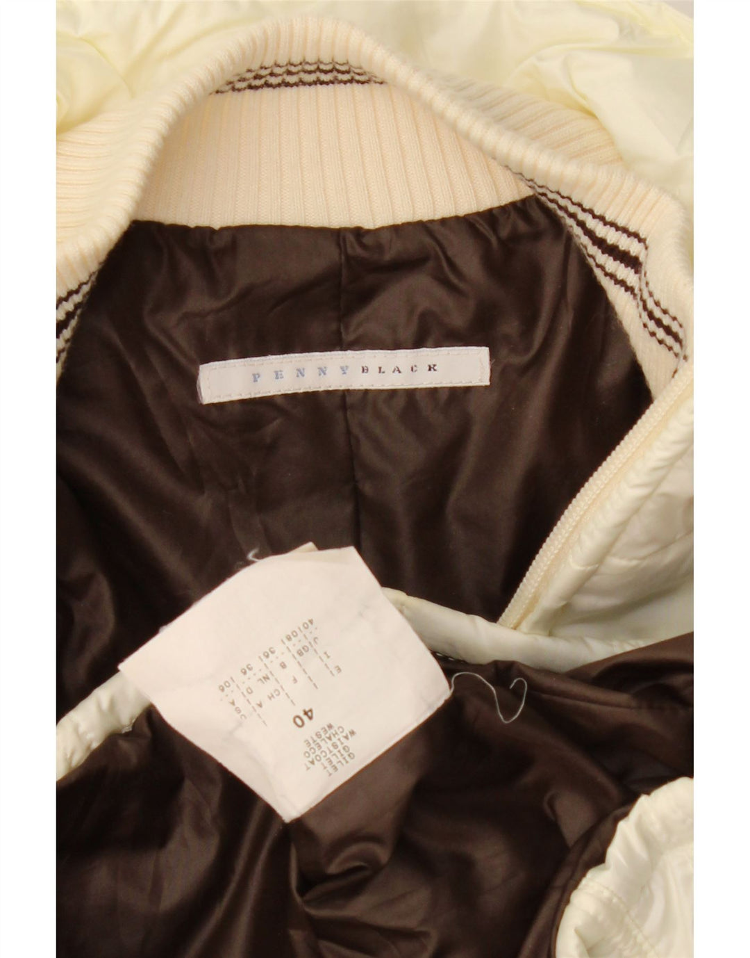 PENNY BLACK Womens Padded Gilet UK 8 Small Off White Polyester Vintage Penny Black and Second-Hand Penny Black from Messina Hembry 