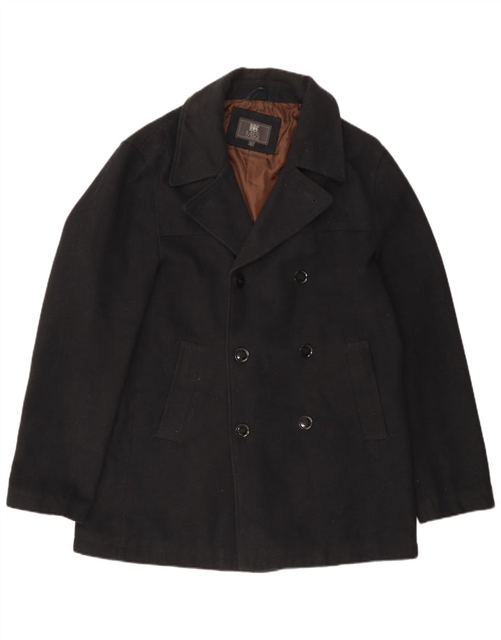 Marks & Spencer Herren Pea Coat UK 40 Large Schwarz Polyester