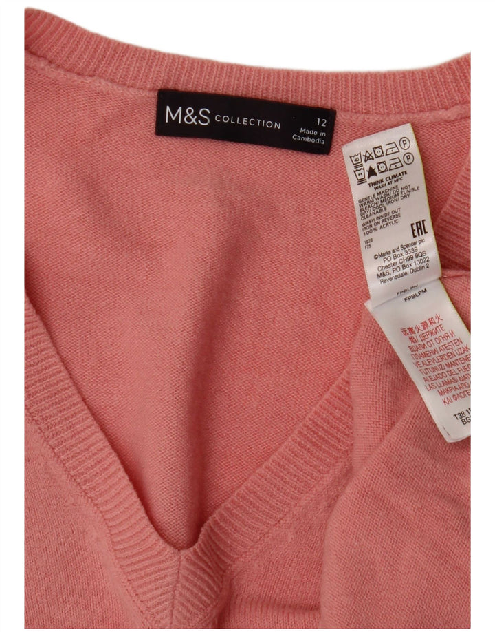 Marks & Spencer Damen-Pullover mit V-Ausschnitt, UK 12, Mittelrosa, Acryl
