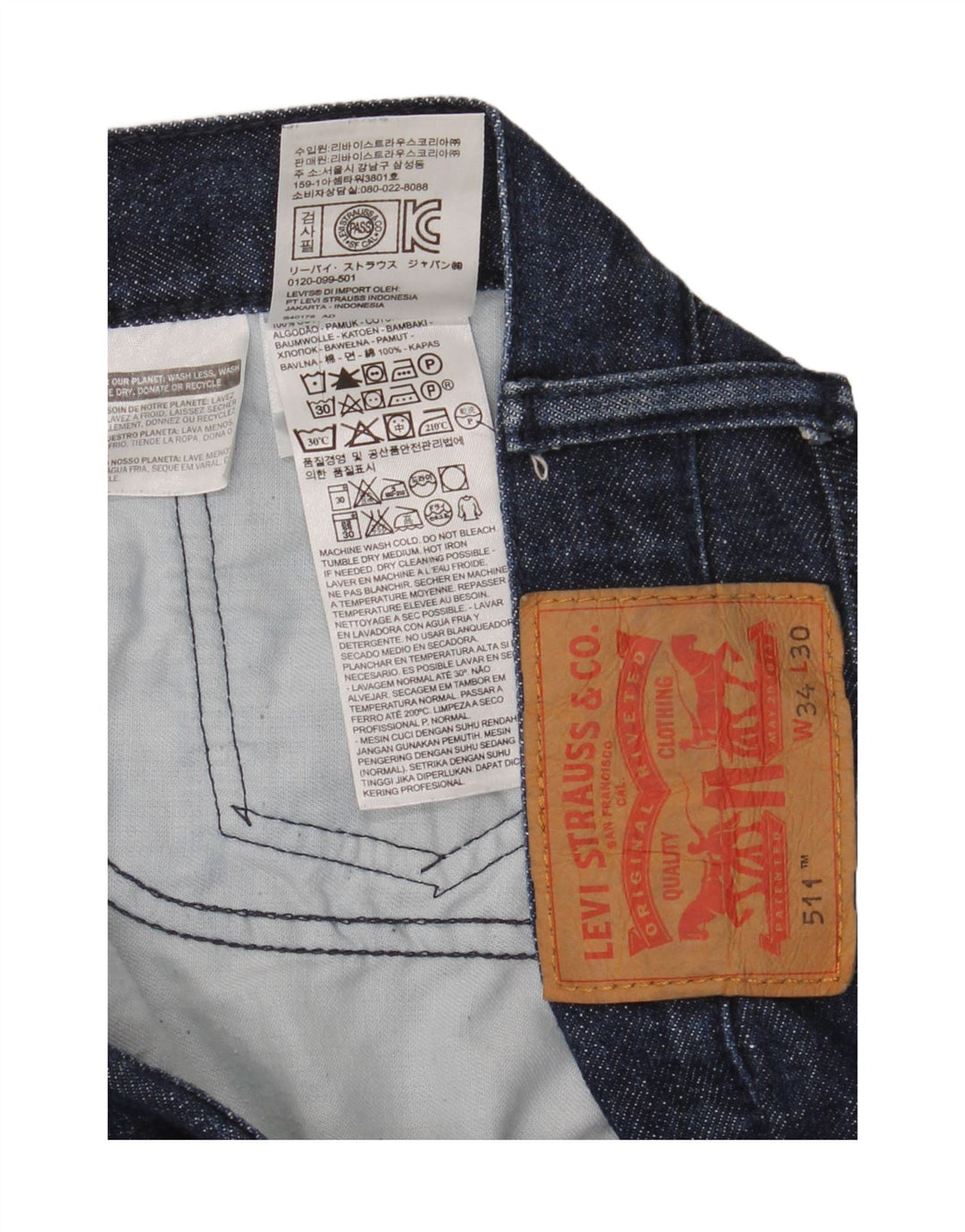 Levi's Herren 511 Slim Jeans W34 L30 Marineblau Baumwolle
