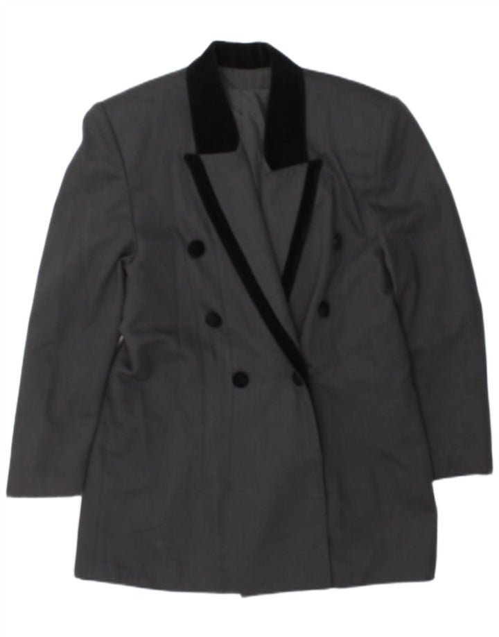 MISS H Zweireihiger Blazer für Damen, UK 14, Mittelgrau, Farbblock