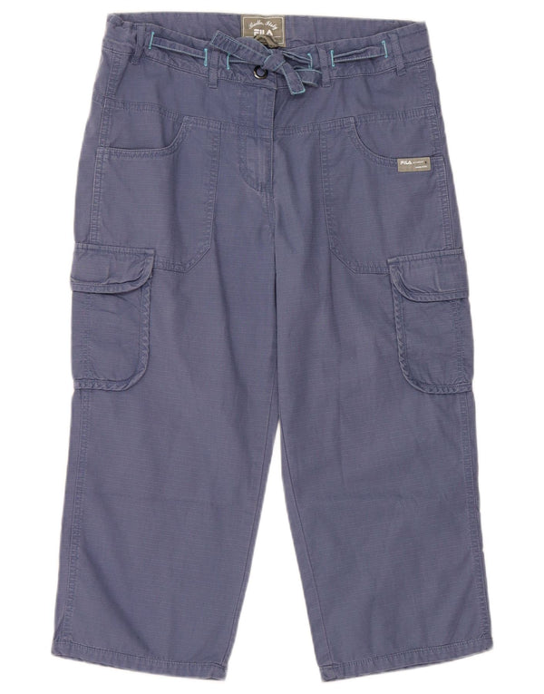 Fila Damen Capri-Cargohose UK 12 Medium W30 L20 Blaue Baumwolle