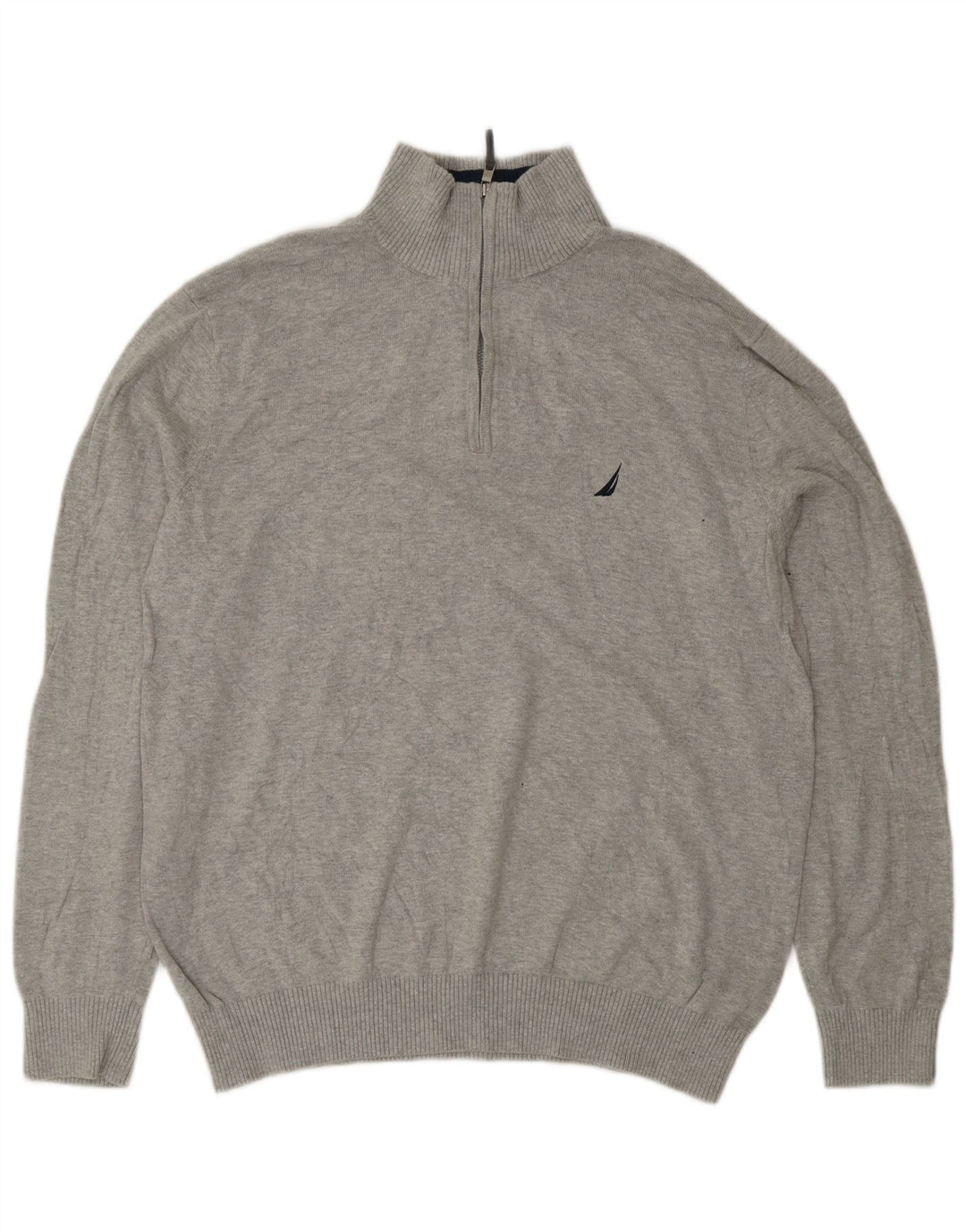 NAUTICA Herren-Pullover mit Reißverschluss am Hals, Größe L, Grau
