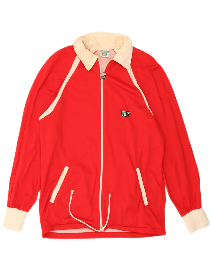 Ennerre Herren-Trainingsanzug-Oberjacke IT 48 Mittelroter Farbblock