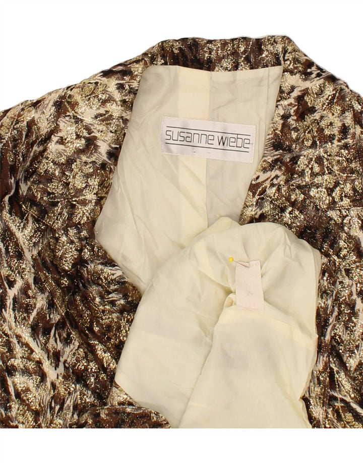 VINTAGE Womens 6 Button Blazer Jacket IT 42 Medium Brown Animal Print Vintage Vintage and Second-Hand Vintage from Messina Hembry 