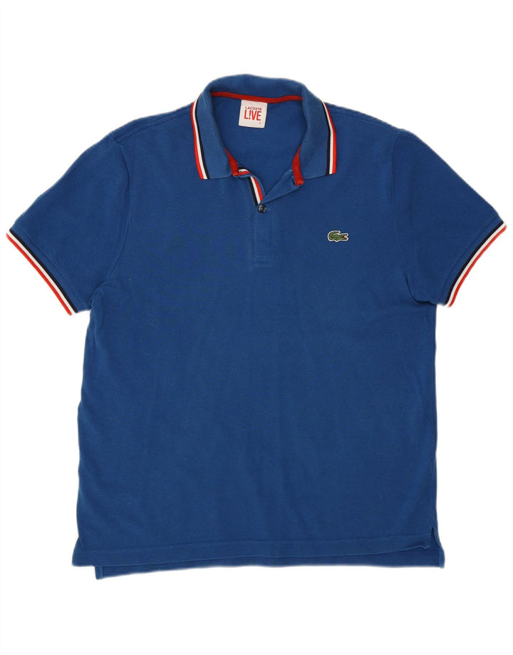 LACOSTE Herren-Poloshirt, Größe 4, mittelblaue Baumwolle