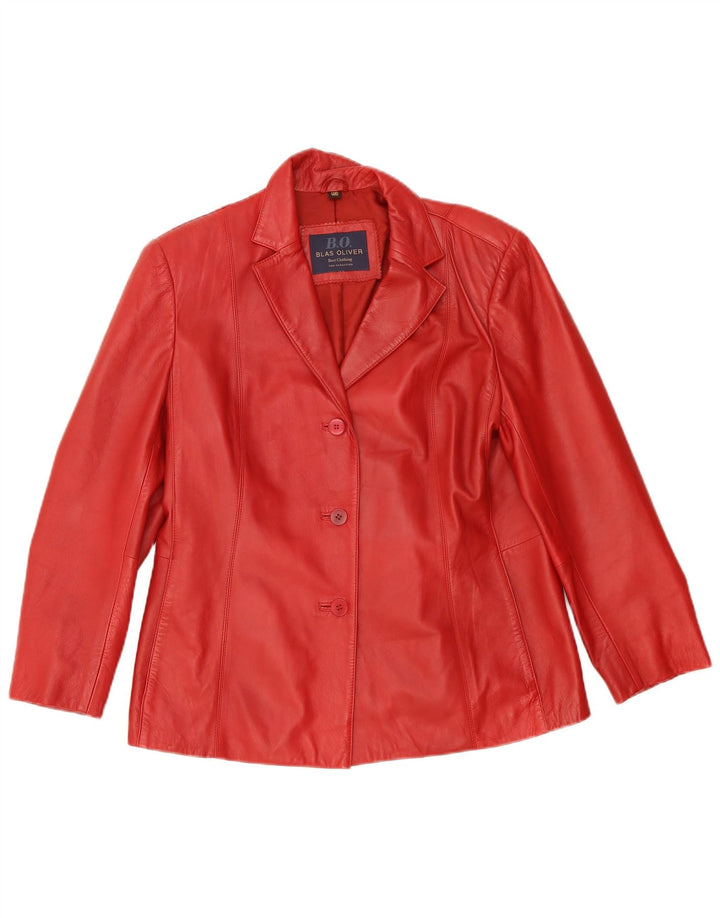 Vintage Damen 3 Knopf Leder Blazer Jacke IT 46 Großes rotes Leder