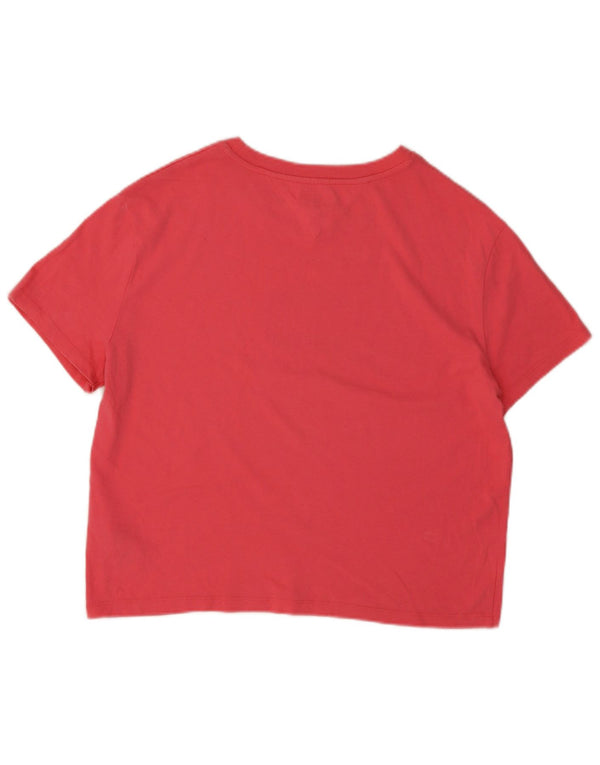 Tommy Hilfiger Damen Grafik-T-Shirt-Oberteil UK 16 Large Rosa Baumwolle