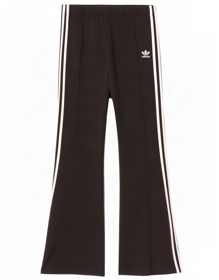 Adidas Damen Flare-Trainingshose UK 12 Mittelschwarzes Polyester
