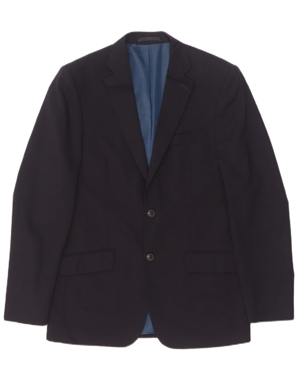 Marks & Spencer Herren-Blazer mit 2 Knöpfen, UK 38, mittelmarineblaue Wolle