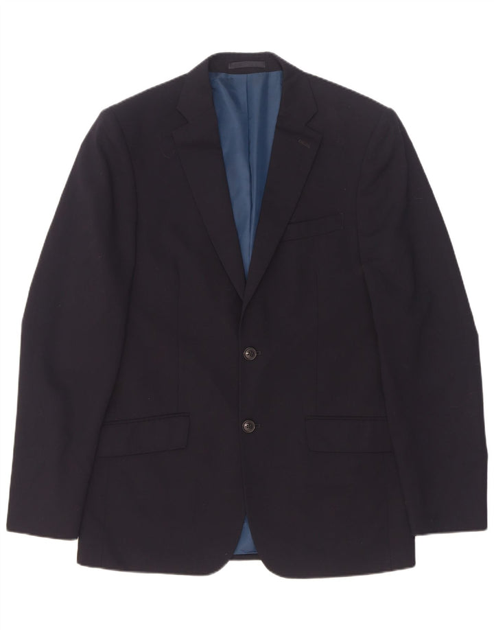 Marks & Spencer Herren-Blazer mit 2 Knöpfen, UK 38, mittelmarineblaue Wolle