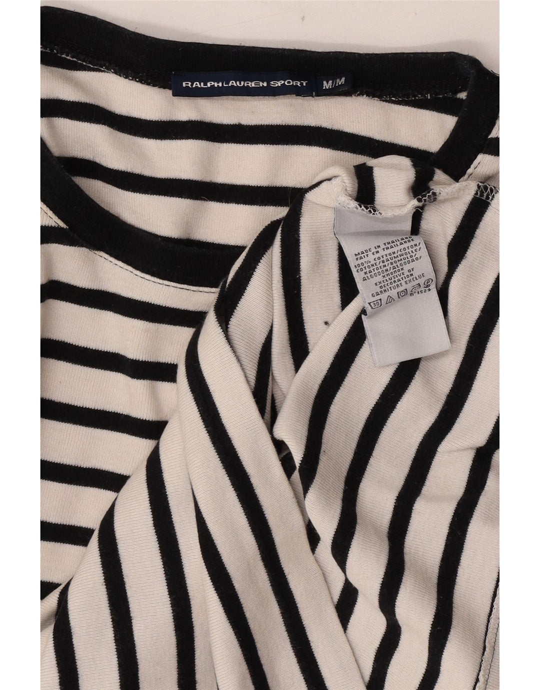 Ralph Lauren Damen Top Langarm UK 12 Mittelweiß gestreift Baumwolle
