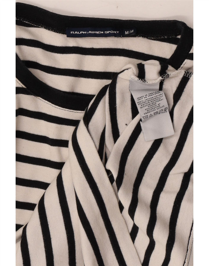Ralph Lauren Damen Top Langarm UK 12 Mittelweiß gestreift Baumwolle