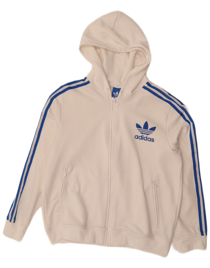 Adidas Herren-Kapuzenpullover mit Reißverschluss, groß, aus weißem Polyester