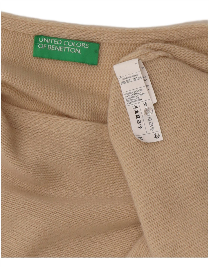 Benetton Asymmetrischer Poncho-Pullover für Damen, Einheitsgröße, beige Wolle