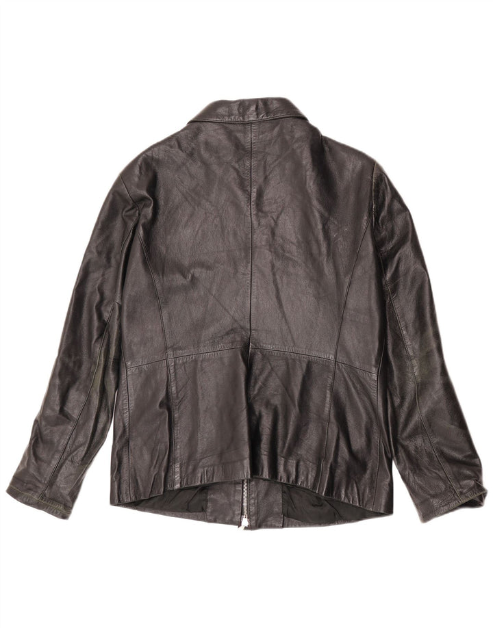 Vintage Damen Lederjacke IT 52 2XL Schwarzes Leder