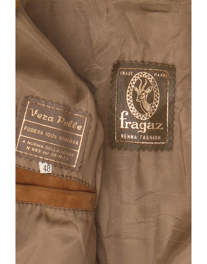 Vintage Herren Wildlederjacke IT 48 Mittelbraunes Leder