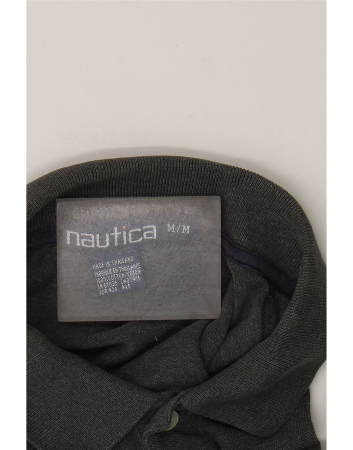 Nautica Herren-Poloshirt aus mittelgrauer, gestreifter Baumwolle