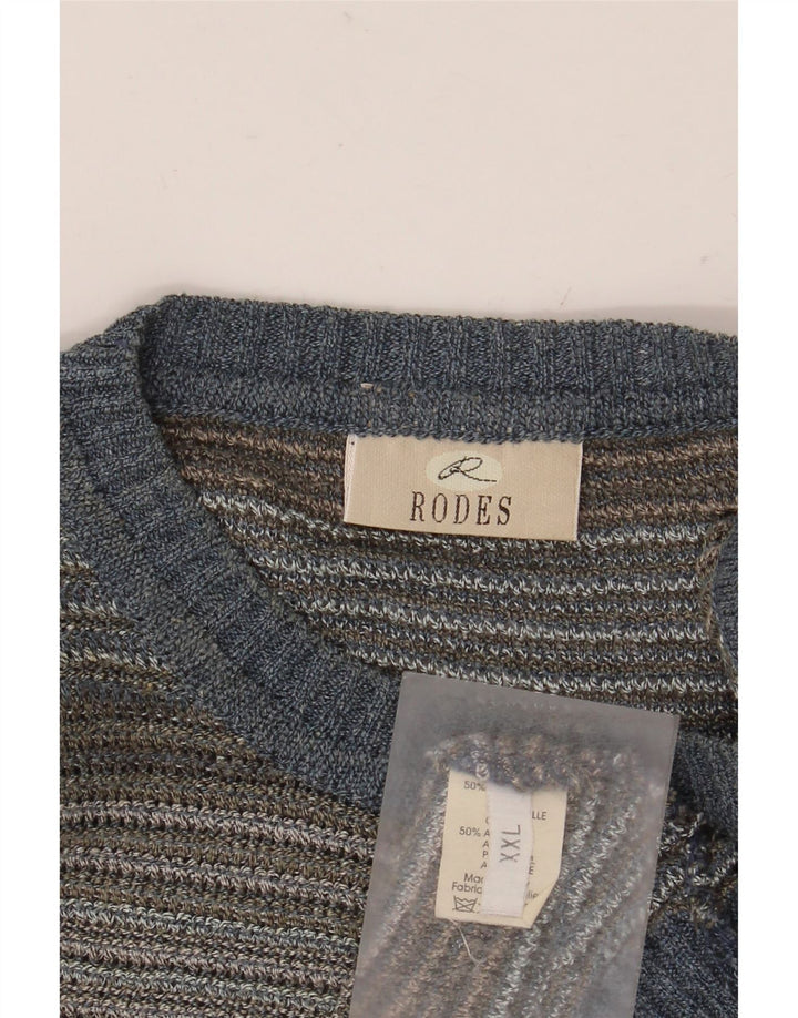 RODES Herren-Pullover mit Rundhalsausschnitt, 2XL, mehrfarbig, gestreift, Baumwolle
