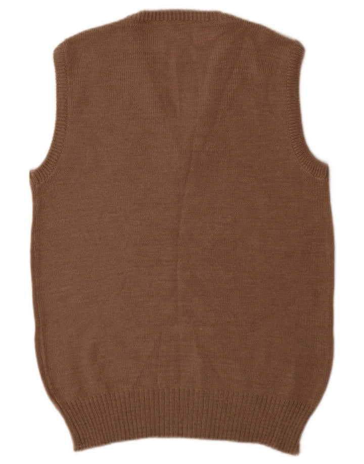 Vintage Herren Weste Tank Top Klein Beige Argyle/Diamant Acryl