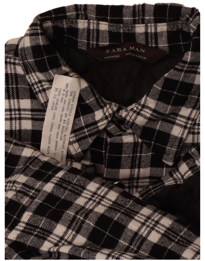 Zara Herren-Lumberjack-Flanellhemd, klein, schwarz, kariert, Baumwolle