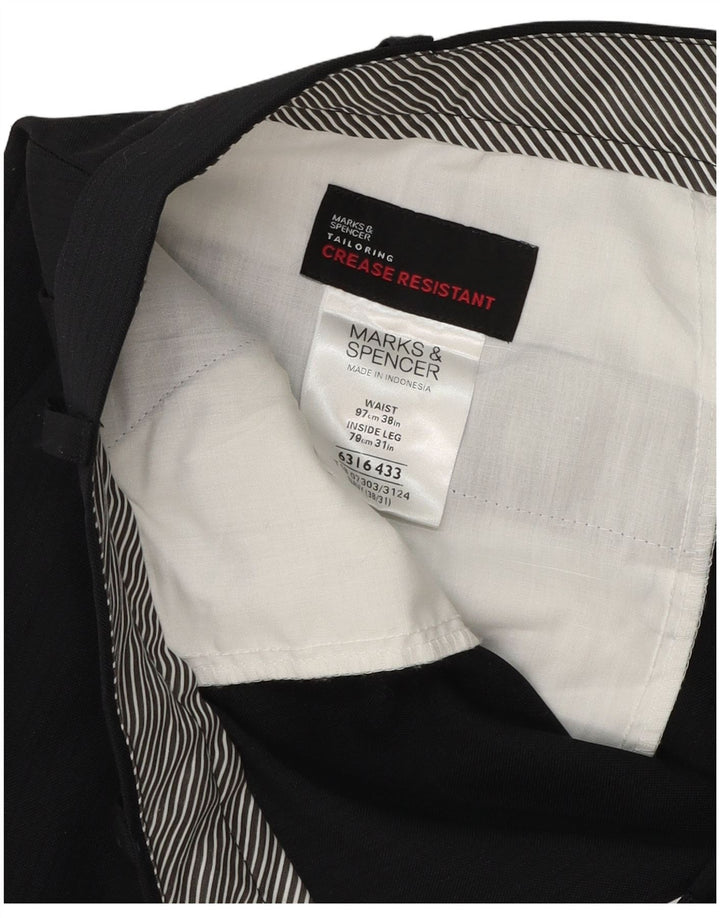 Gerade Herren-Anzughose von Marks & Spencer, W38, L31, marineblaues Polyester