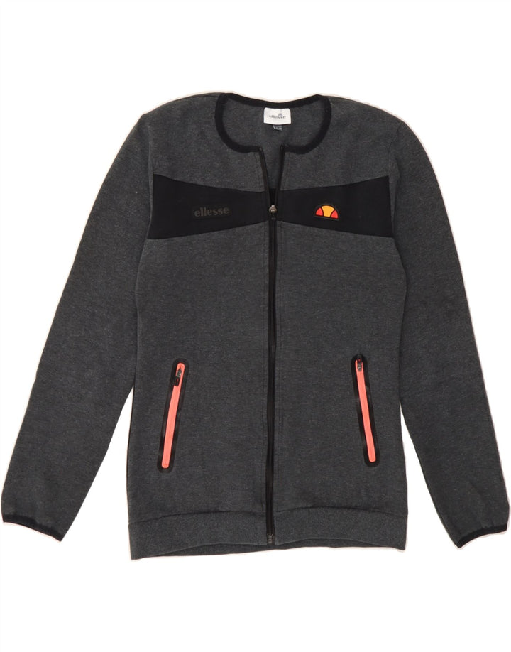 ELLESSE Womens Tracksuit Top Jacket UK 10 Small Grey Colourblock Cotton Vintage Ellesse and Second-Hand Ellesse from Messina Hembry 