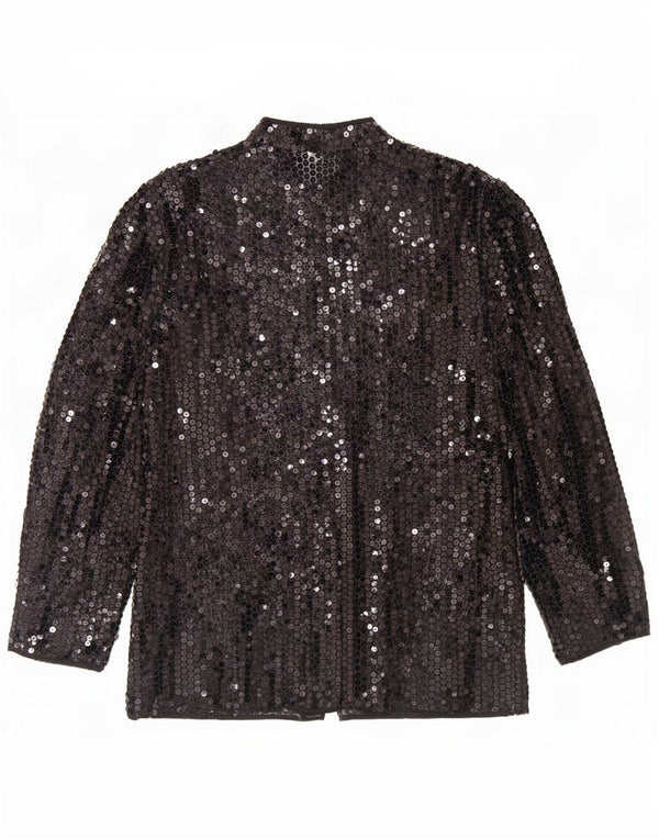 Del Mod Womens See Through Sequin Cardigan Top EU 42 Large Black Polyester