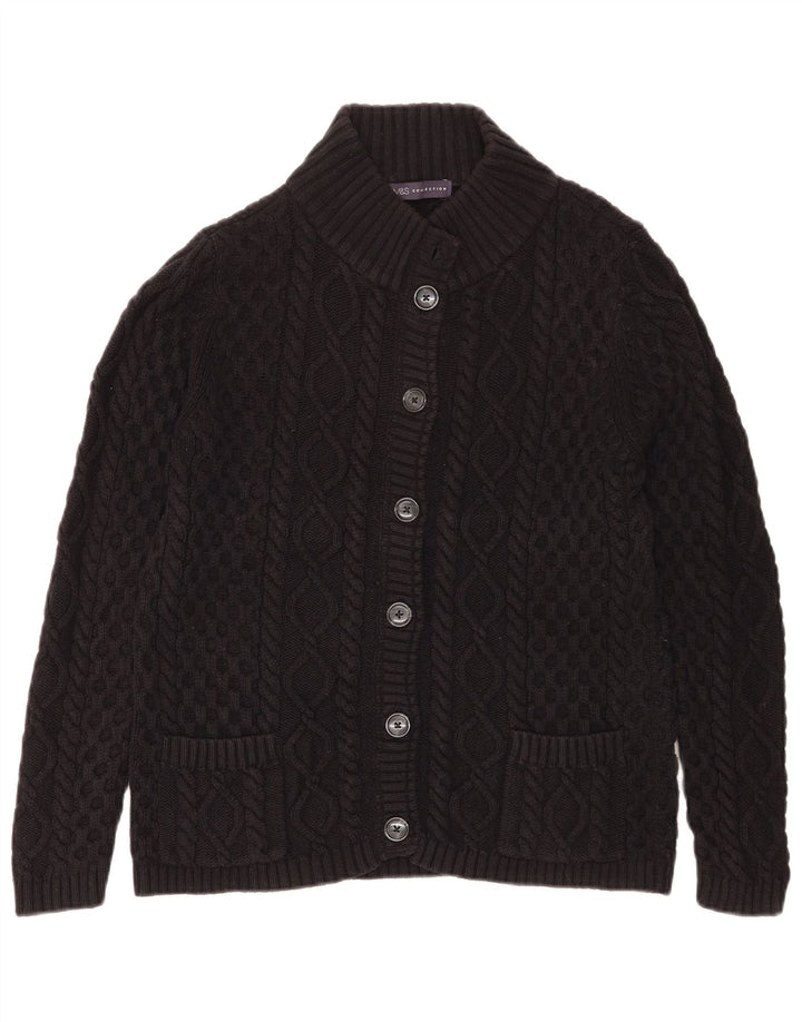 Marks & Spencer Damen-Cardigan-Pullover UK 14 Large Schwarze Baumwolle