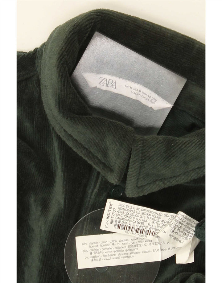 Zara Herren-Cord-Pullover-Hemd aus mittelgrüner Baumwolle