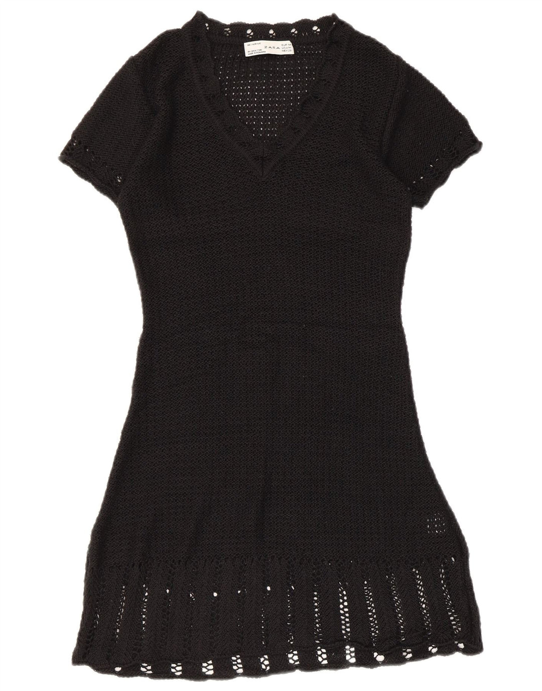 Zara Häkelkleid in A-Linie für Damen, UK 12, Mittelschwarz, Acryl