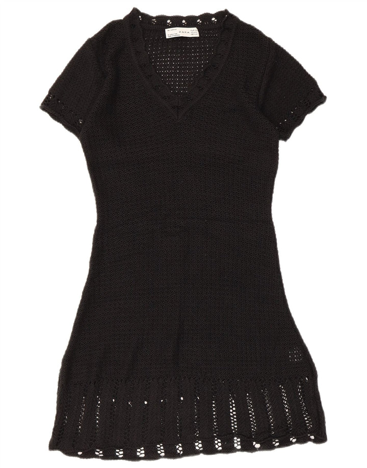 Zara Häkelkleid in A-Linie für Damen, UK 12, Mittelschwarz, Acryl