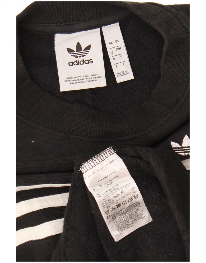 Adidas Damen Sweatshirt Pullover UK 10 Small Schwarz Baumwolle