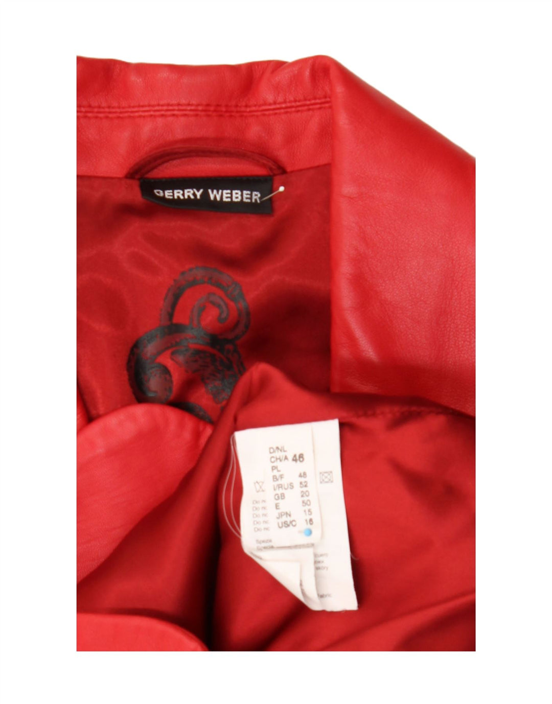 Gerry Weber Damen-Blazerjacke aus Leder mit 3 Knöpfen, UK 20, 2XL, rotes Leder