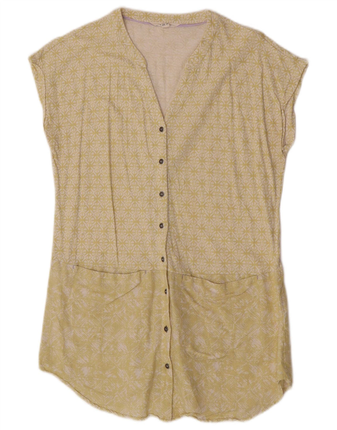 White Stuff Kurzarm-Hemdbluse für Damen, Gr. 10, klein, gelb, geometrisch