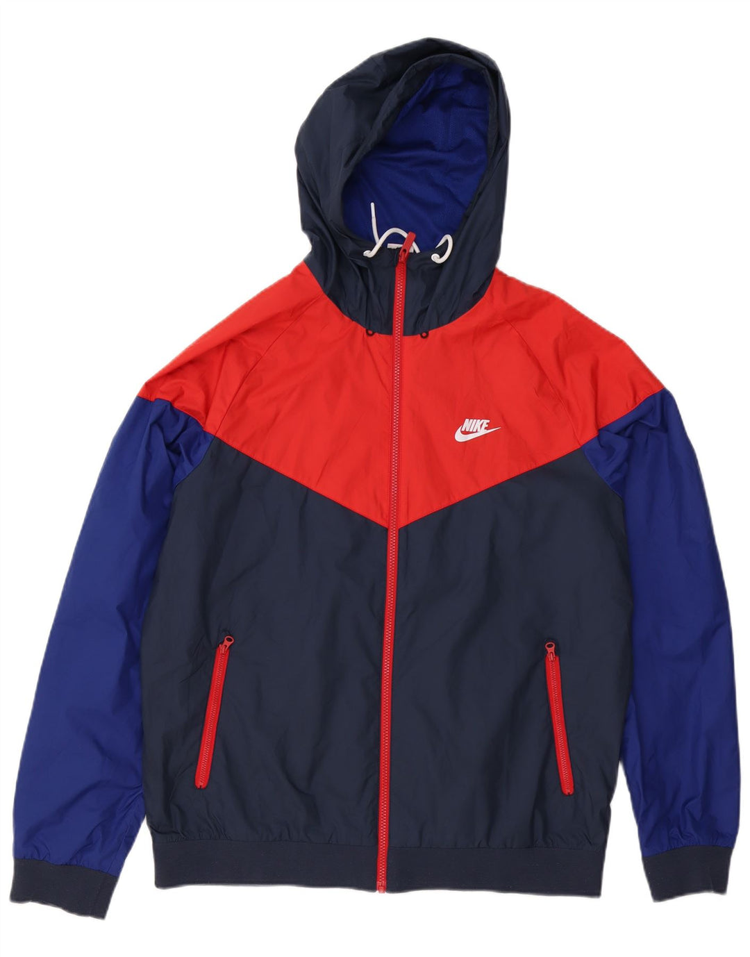 Nike Herren-Trainingsanzug mit Kapuze, groß, marineblau, Farbblock-Polyester