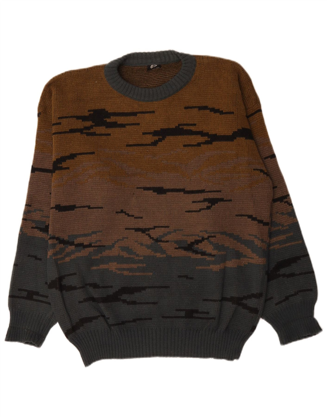 C&A Herren-Pullover mit Rundhalsausschnitt, EU 48/50, Mittelbraun, Farbblock