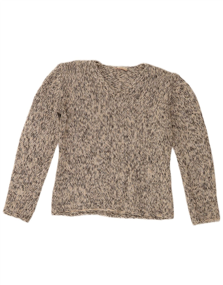 Brax Damen-Pullover mit V-Ausschnitt, EU 38, mittelgrau gefleckte Wolle