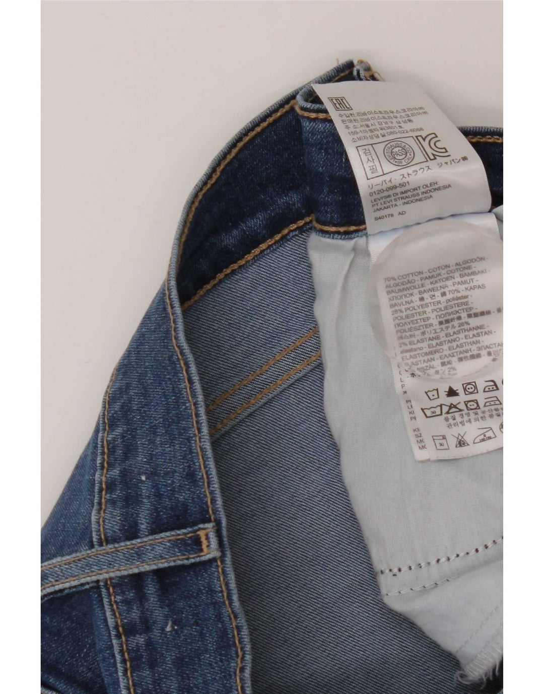 Levi's Damen Distressed Skinny Jeans W32 L30 Blaue Baumwolle