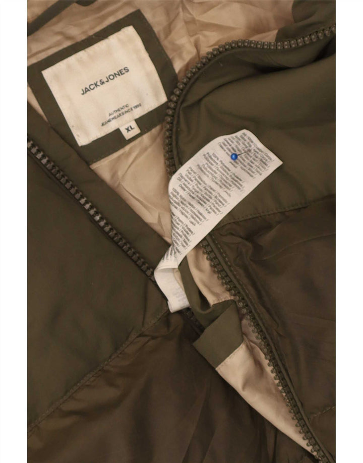 Jack & Jones Herren-Jacke mit Kapuze, gepolstert, UK 42, XL, Khaki, Polyester