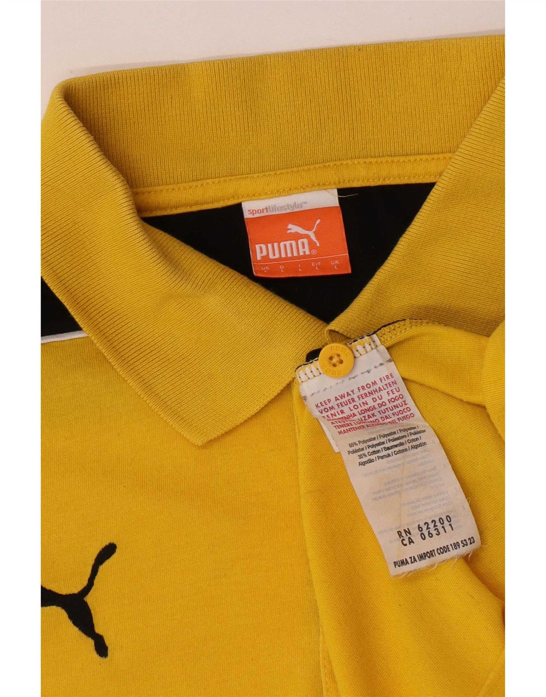 Puma Herren-Poloshirt, großes gelbes Colourblock-Polyester