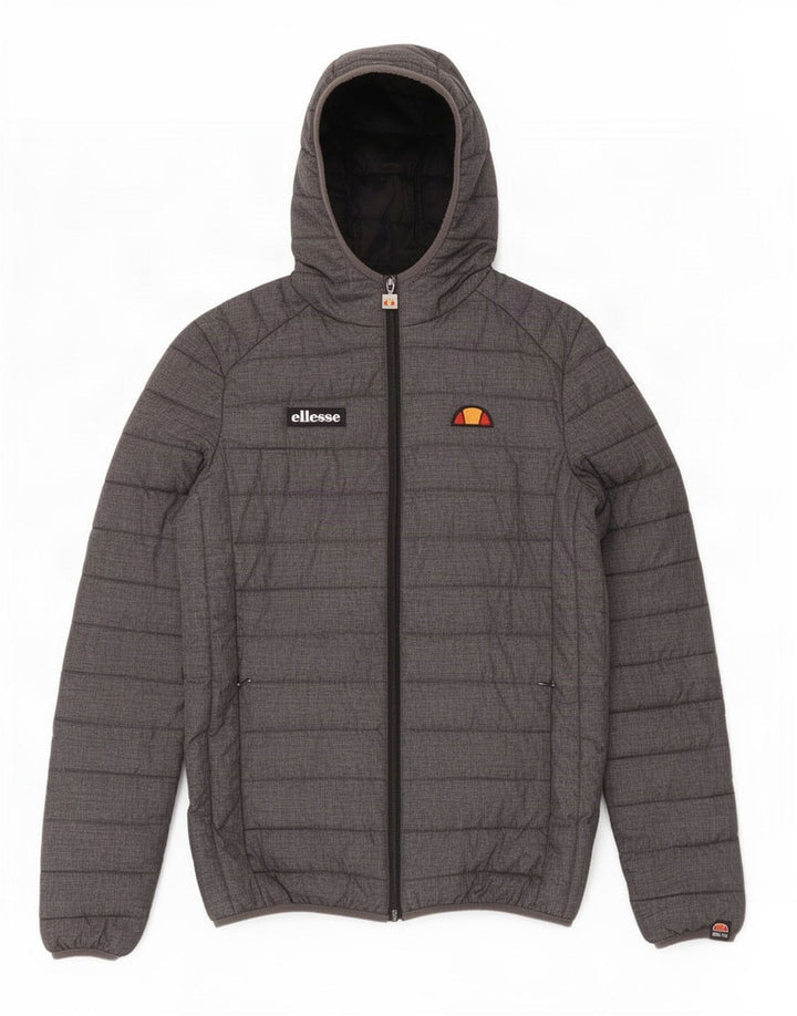 Ellesse Herren-Jacke mit Kapuze, gepolstert, UK 34, XS, graues Nylon