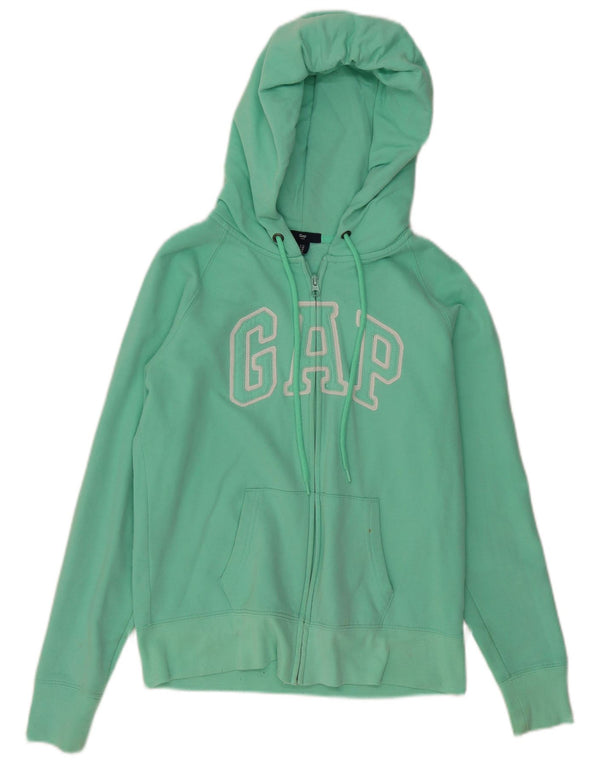 Gap Damen-Kapuzenpullover mit grafischem Reißverschluss, UK 12, mittelgrün, Baumwolle